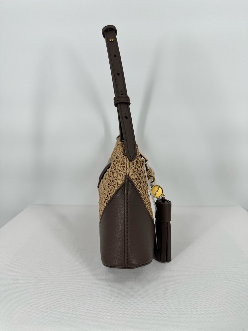 STEVE MADDEN Woven Crescent Raffia Boho Natural Brown Shoulder Crossbody Bag NWT - Picture 5 of 14